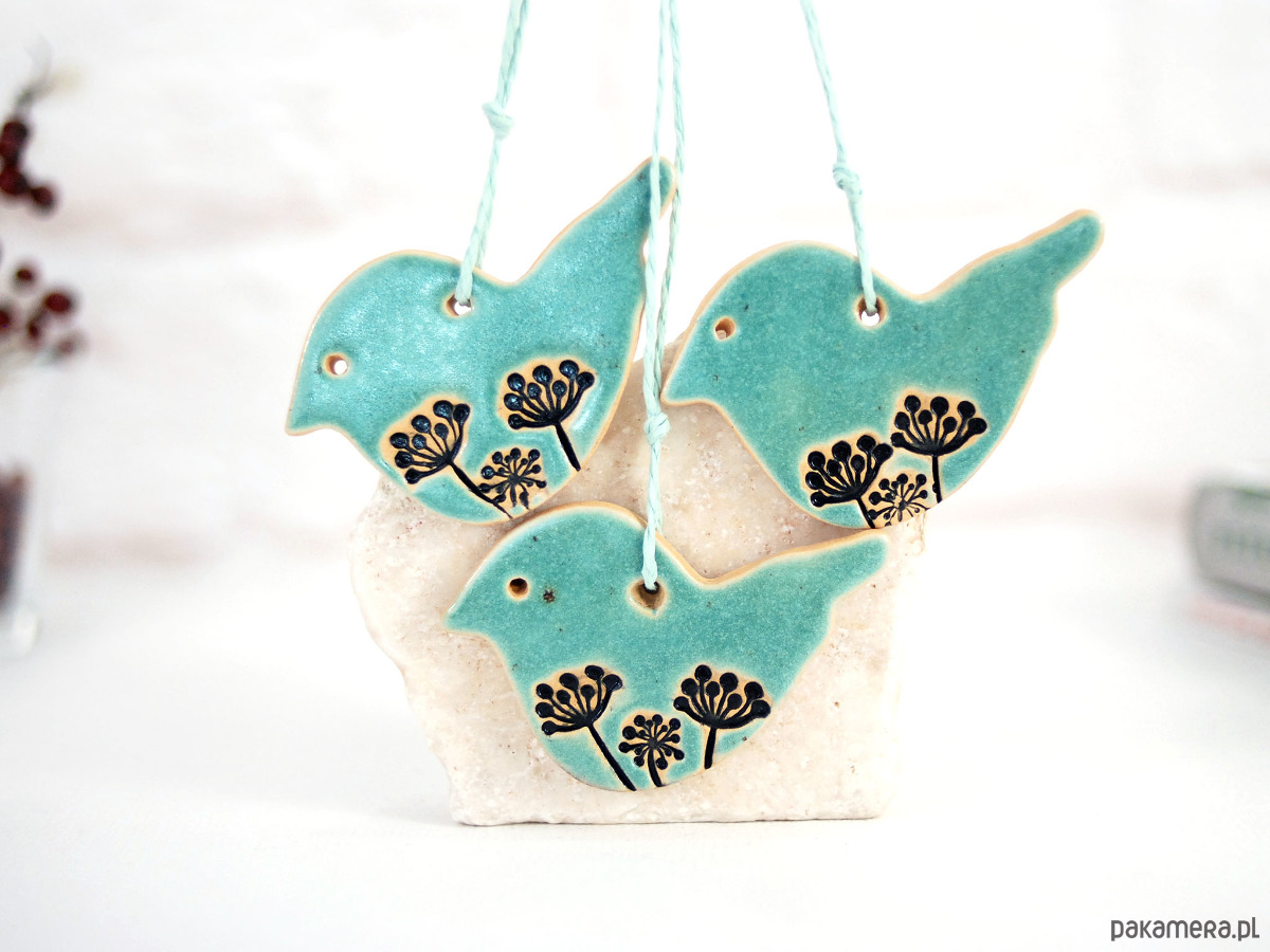 ozdoby choinkowe Ceramiczne ozdoby choinkowe - kolorowe ptaszki 6