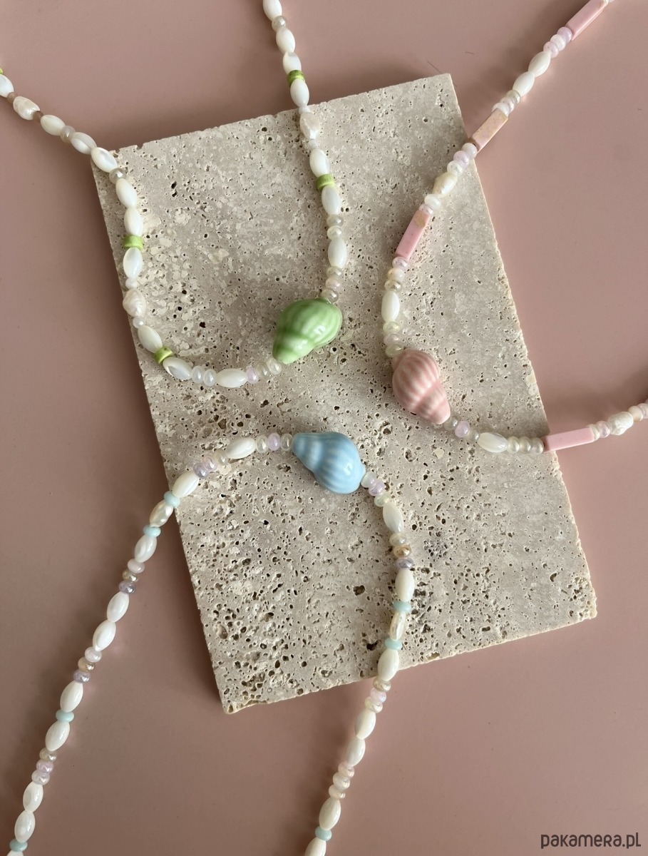 naszyjniki - inne Naszyjnik Pink Shell z różową ceramiczną muszelką 4