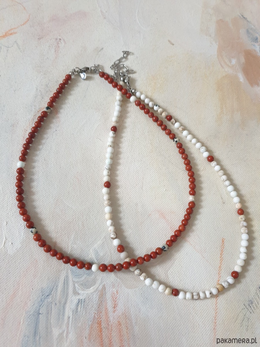 chokery Naszyjnik choker ROOTS jaspis czerwony, jaspis dalmatyński, howlit 4