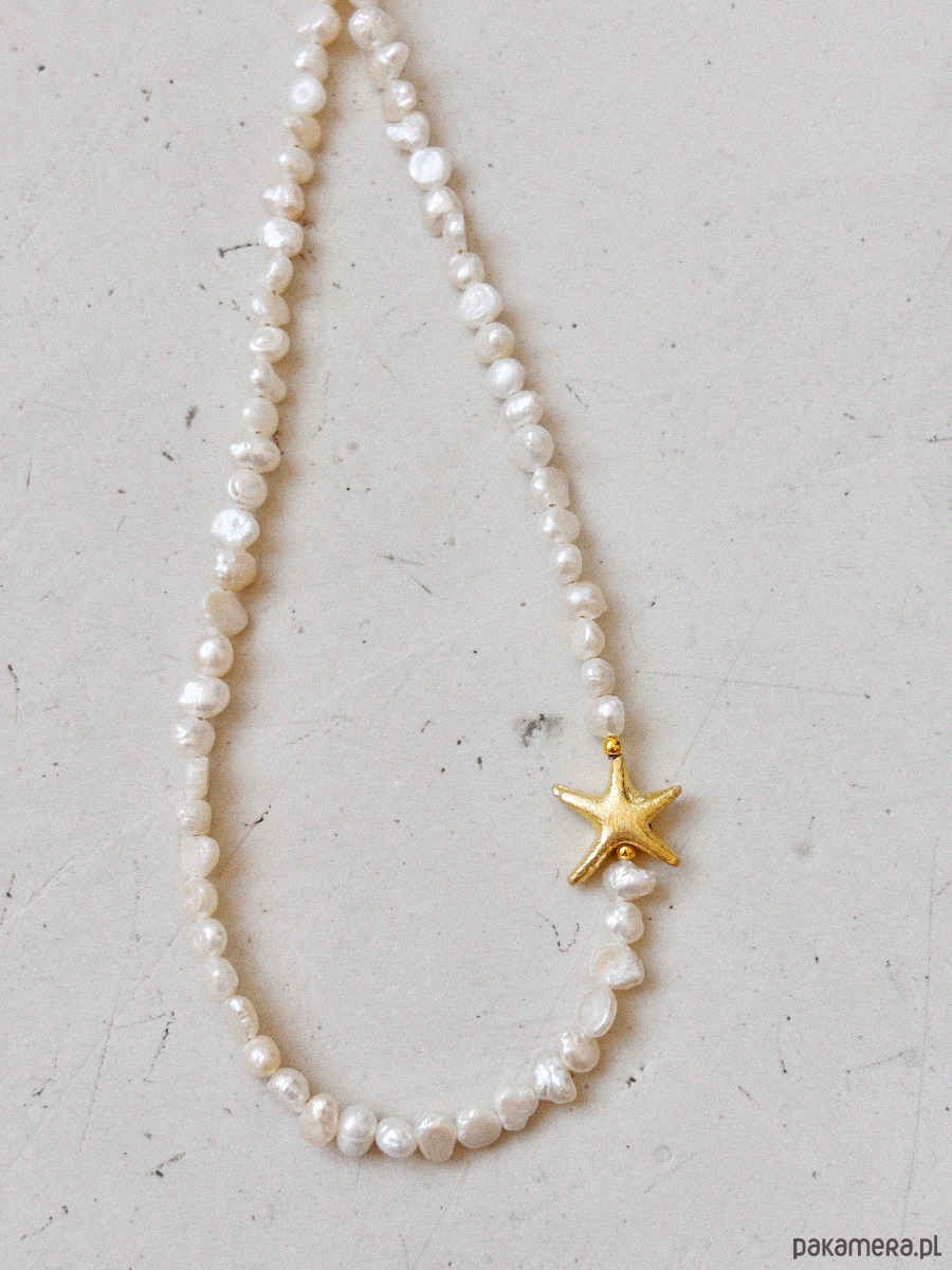 złote naszyjniki Naszyjnik z pereł naturalnych gwiazda 5