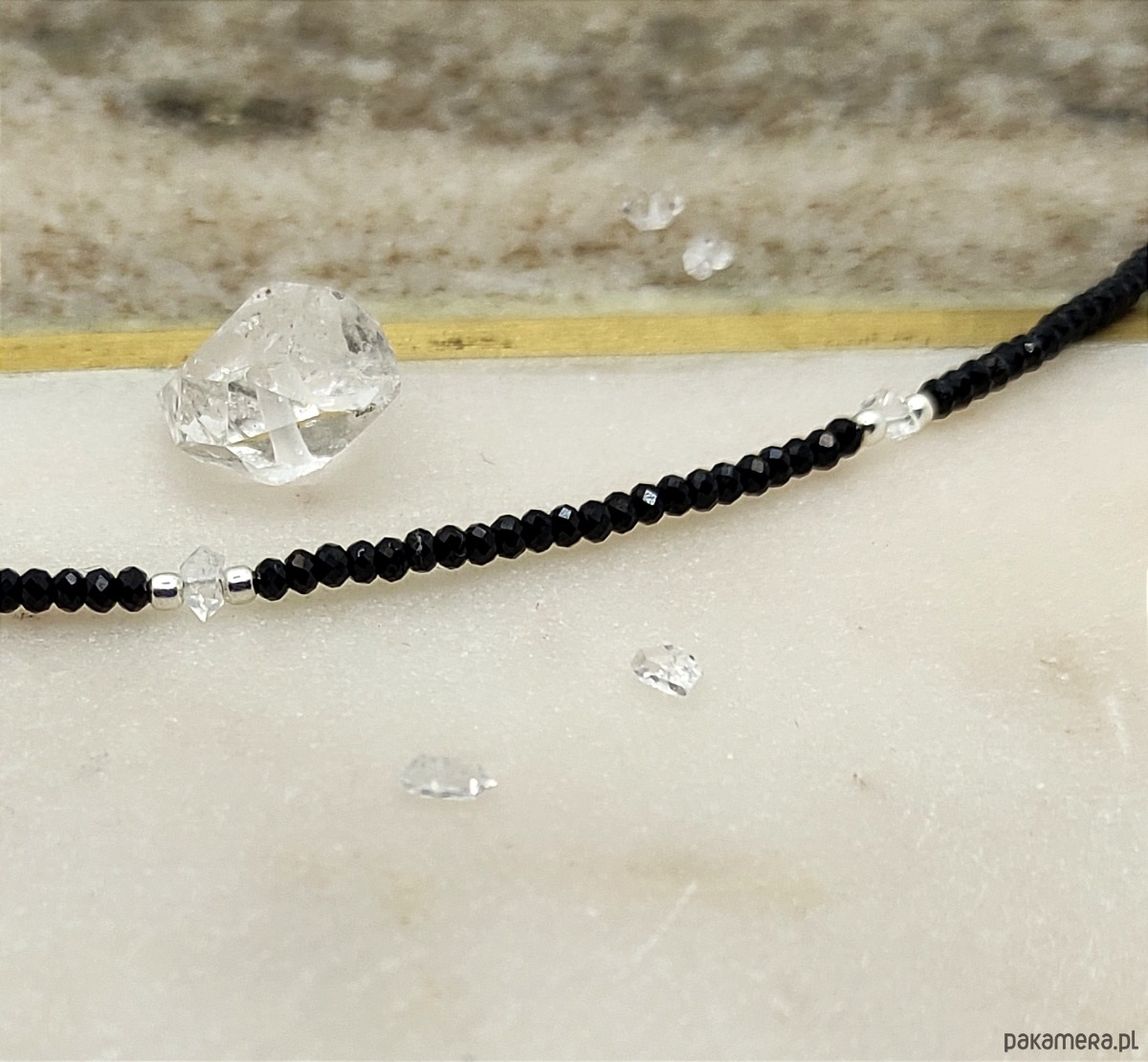 srebrne naszyjniki Naszyjnik - obróżka, z diamencikami 5