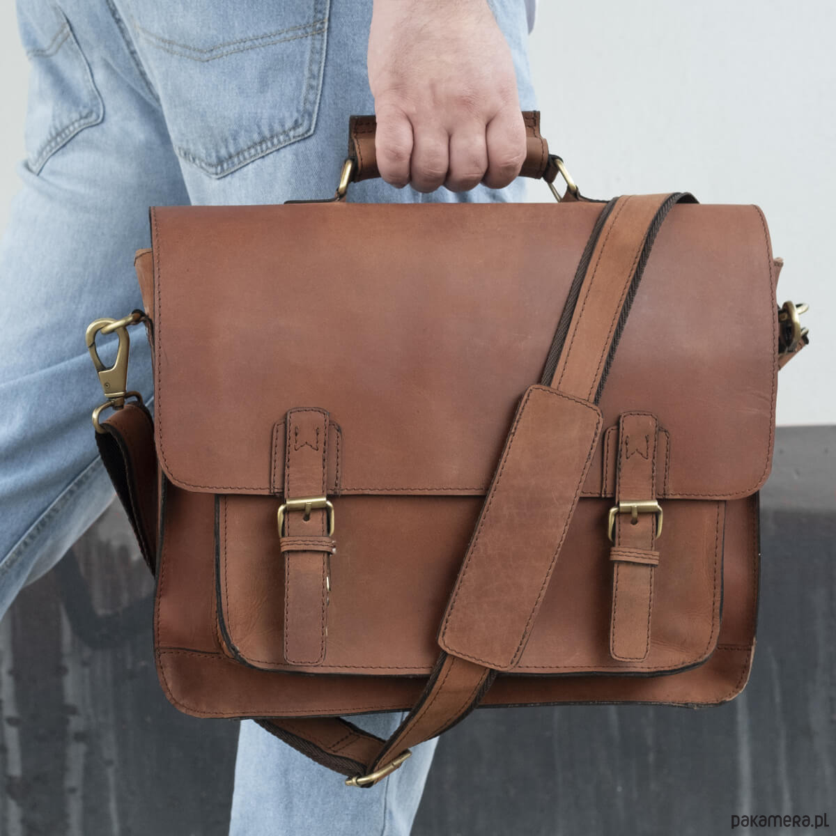 torby na ramię Torba Vintage Retro Skórzana Damska Męska Brązowa Skóra Belveder BL120 8