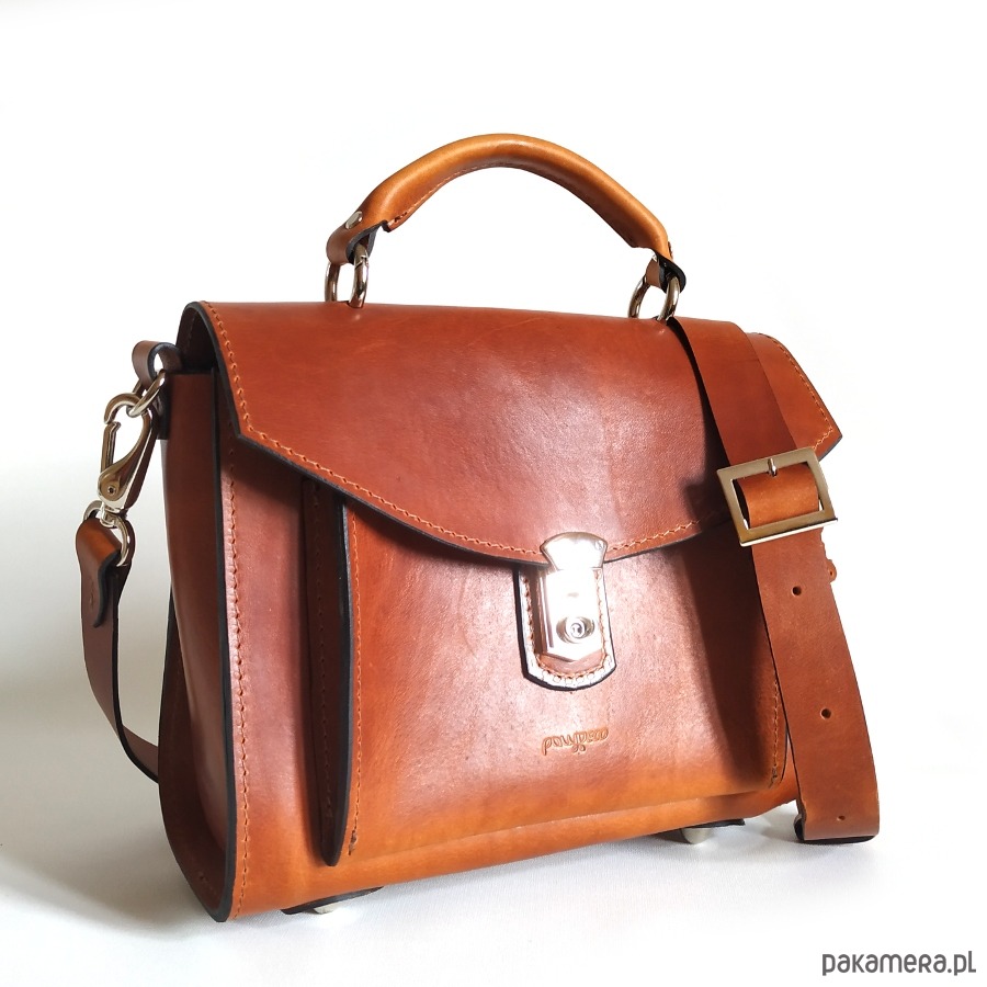 torby na ramię MIDI CUBE klapka koniak 1