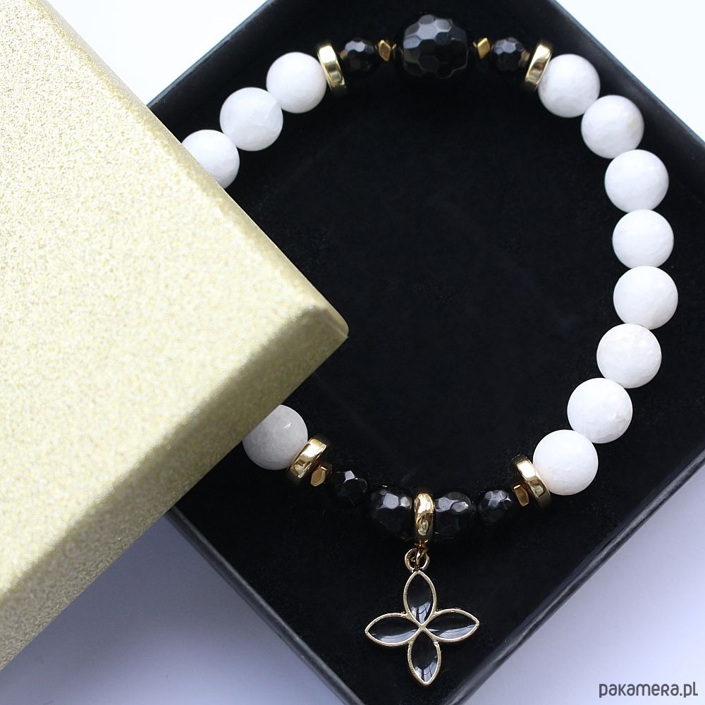 bransoletki z kamieni naturalnych Stabilność i ochrona - Onyks, biały jadeit, hematyt 1