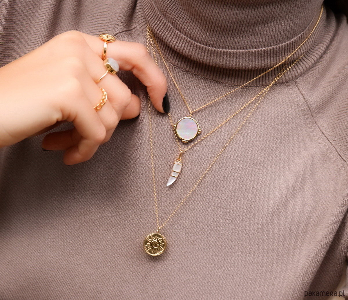 złote naszyjniki Naszyjnik z masą perłową- srebro 925 pozłacane 3