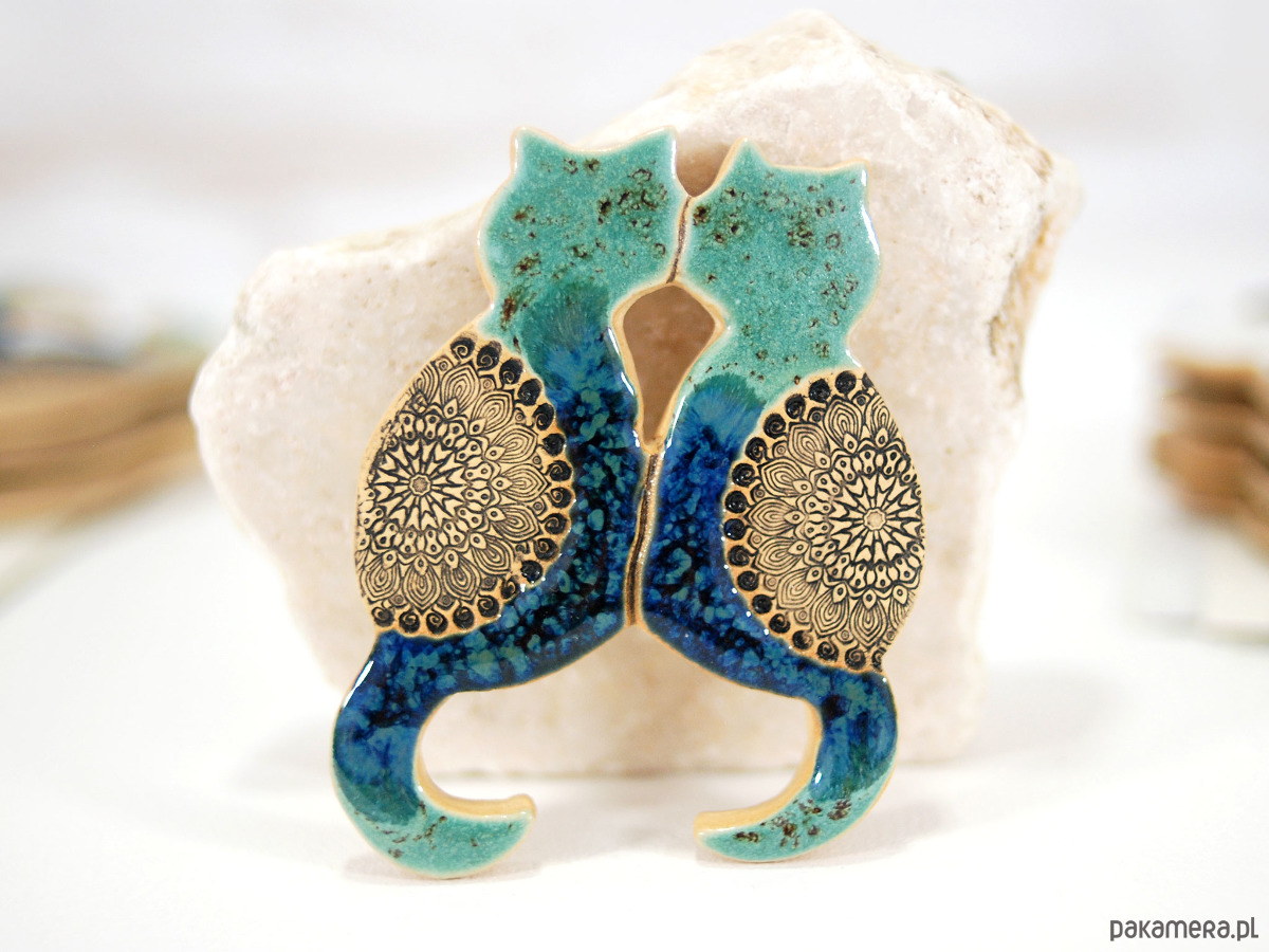 magnesy Ceramiczne koty bliźniaki - magnes na lodówkę 2