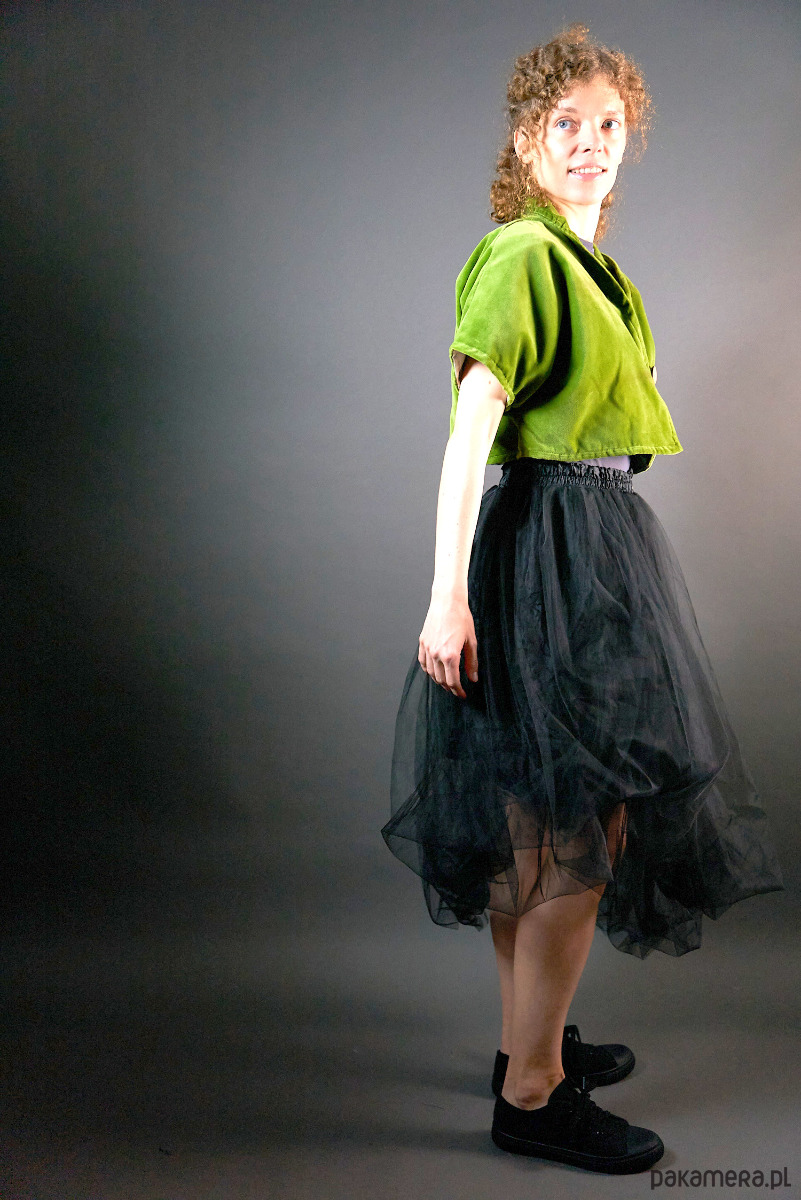 spódnice midi Spódnica tiulowa czarna  na plisowanej - gniecionej podszewce 2