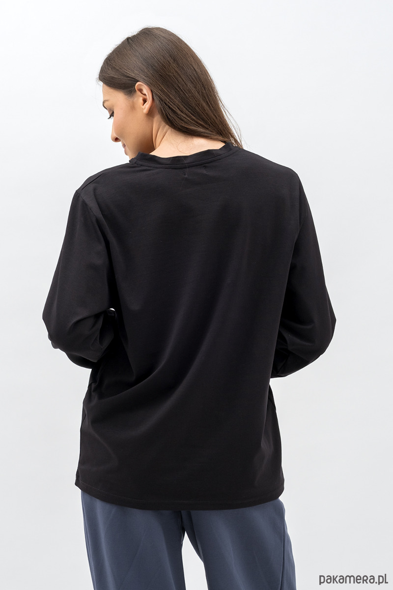 bluzki z długim rękawem damskie Longsleeve ,, LILY"  czarny 2