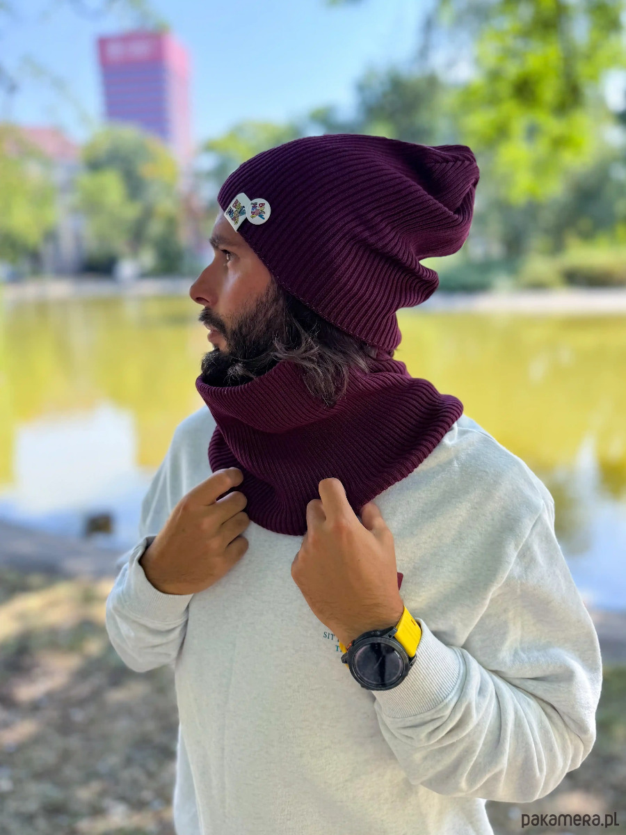 czapki i kapelusze męskie Męska luźna czapka z bawełny logo kolorowe Bordo 4