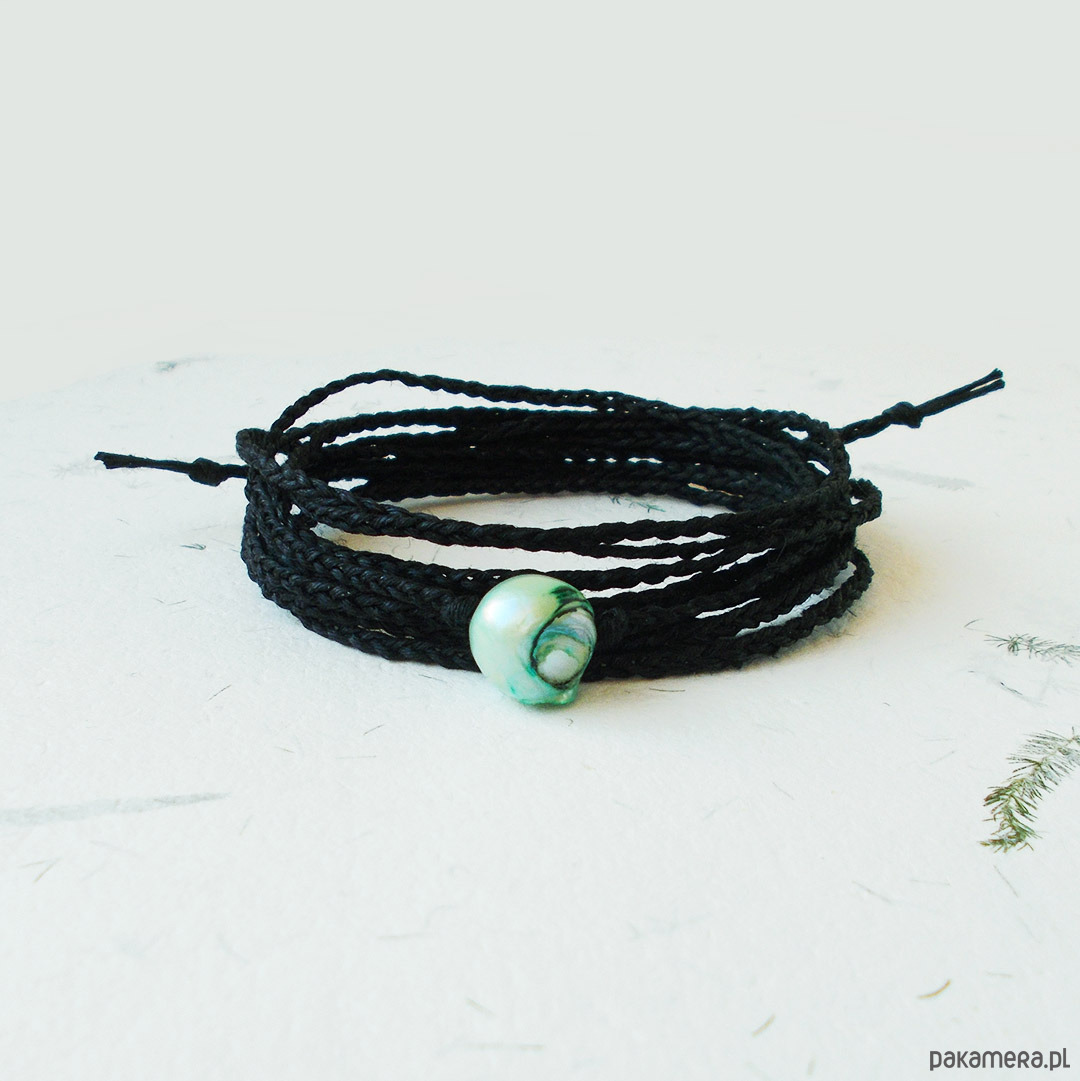 bransoletki na sznurku NATURE Len i zielona perła bransoletka 2