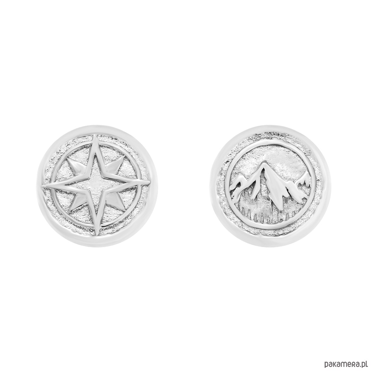 srebrne naszyjniki Srebrny obrotowy dwustronny naszyjnik z górami i różą wiatrów 1