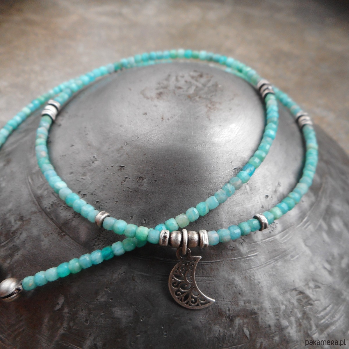 złote naszyjniki Amazonity srebro 925 6