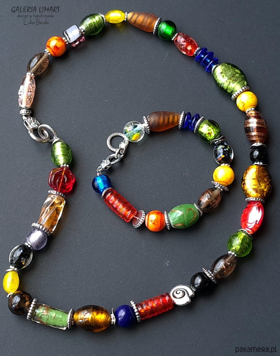bransoletki z kamieni naturalnych Vintage style elegancka bransoletka ze szkła weneckiego multicolor Prezent lux 8