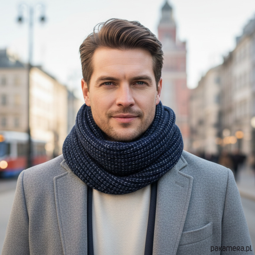 tuby i kominy Komin Męski granatowy szal Wełniany Alpaka 1