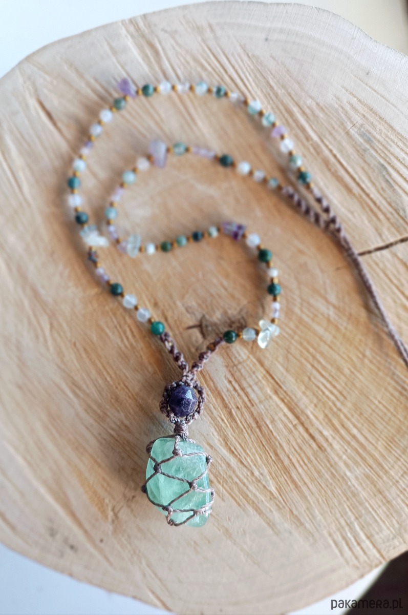 naszyjniki - inne Naszyjnik z zielonym fluorytem 2