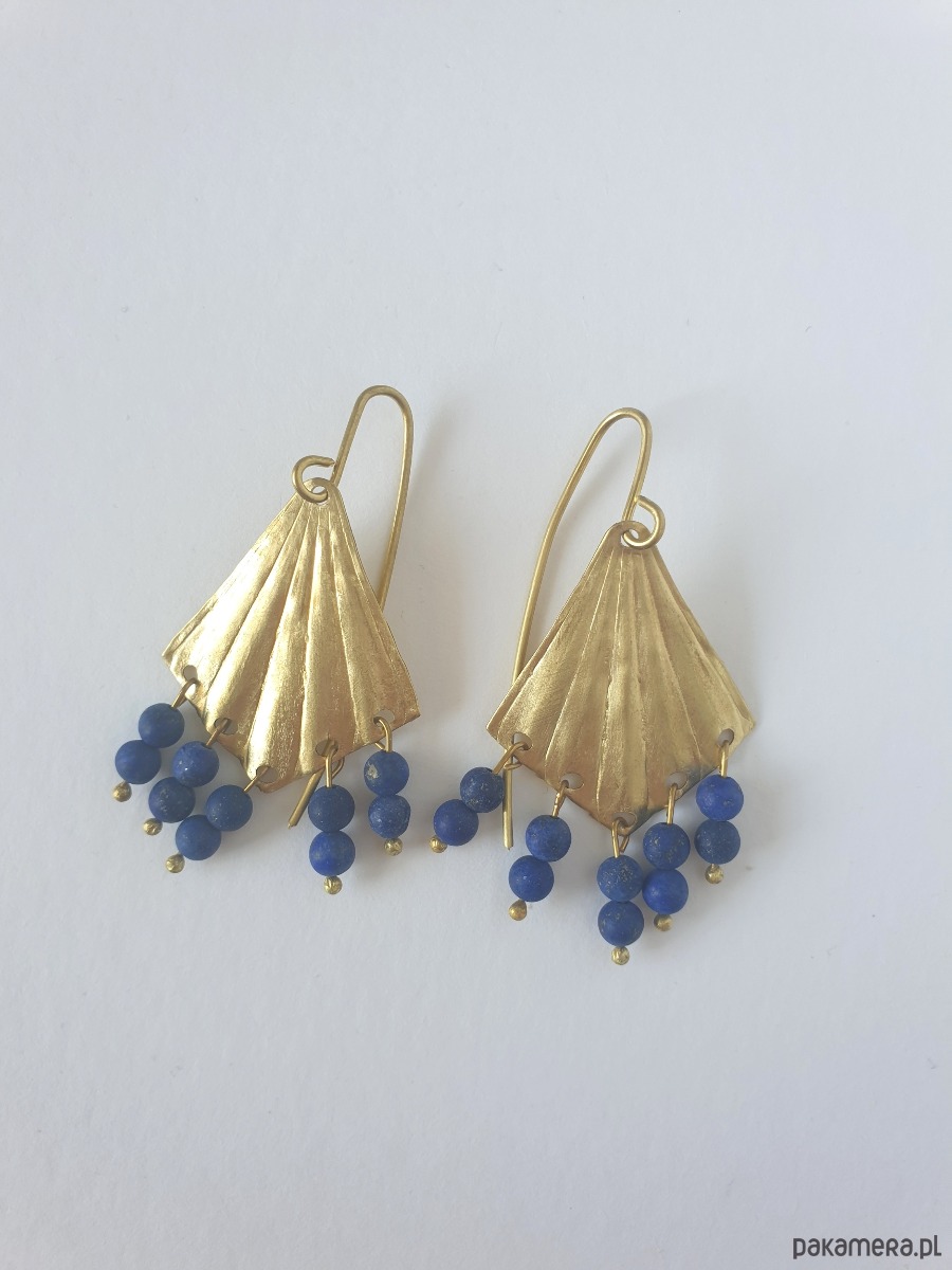 kolczyki z kamieniami Kolczyki ORIGAMI wachlarze z lapis lazuli 3