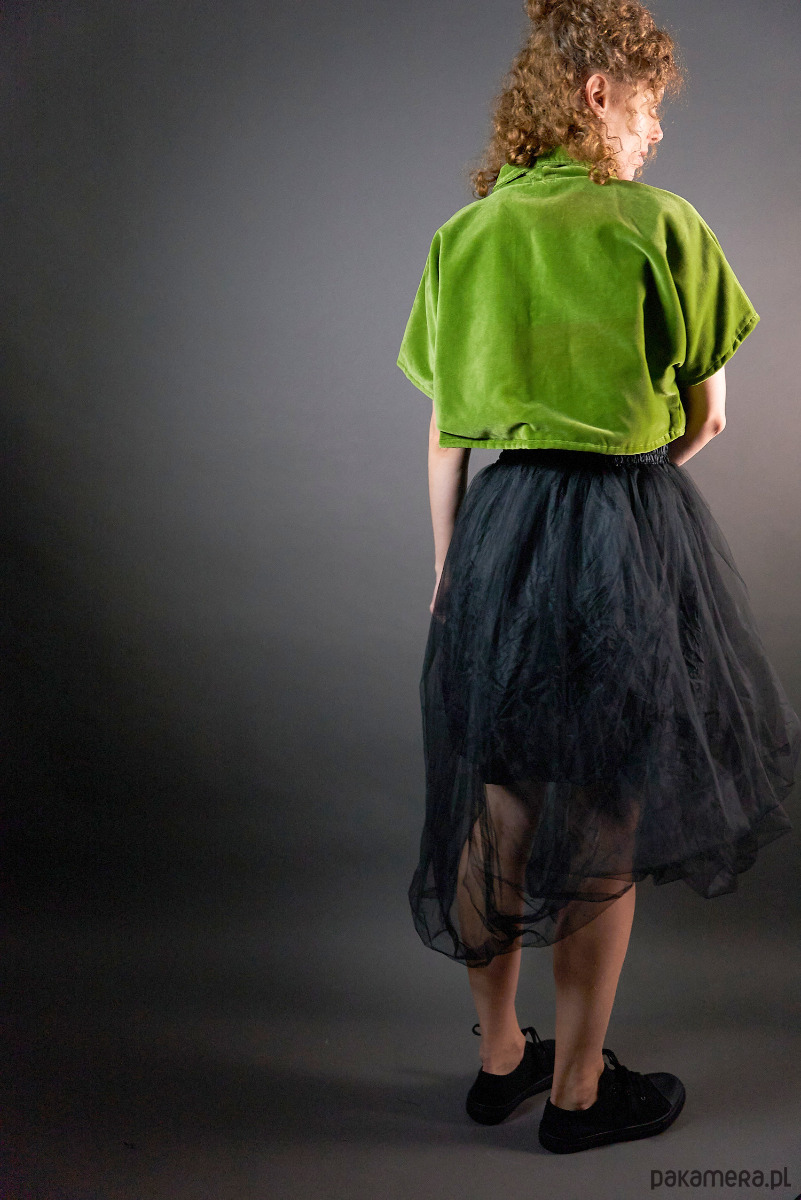 spódnice midi Spódnica tiulowa czarna  na plisowanej - gniecionej podszewce 3