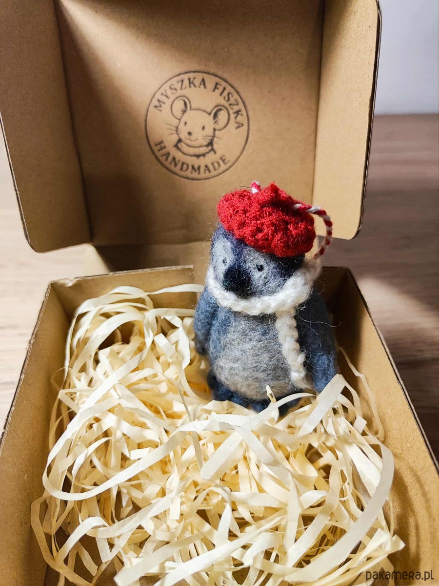 akcesoria różne Myszka Fiszka -pingwin wełna filc bombka święta zawieszka 4