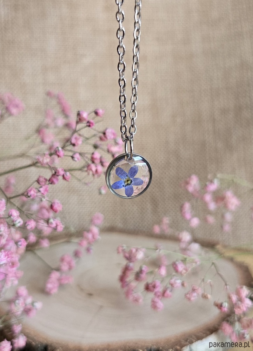 wisiory Suszone kwiaty srebrny wisiorek srebrna zawieszka niezapominajka niezapominajki 1