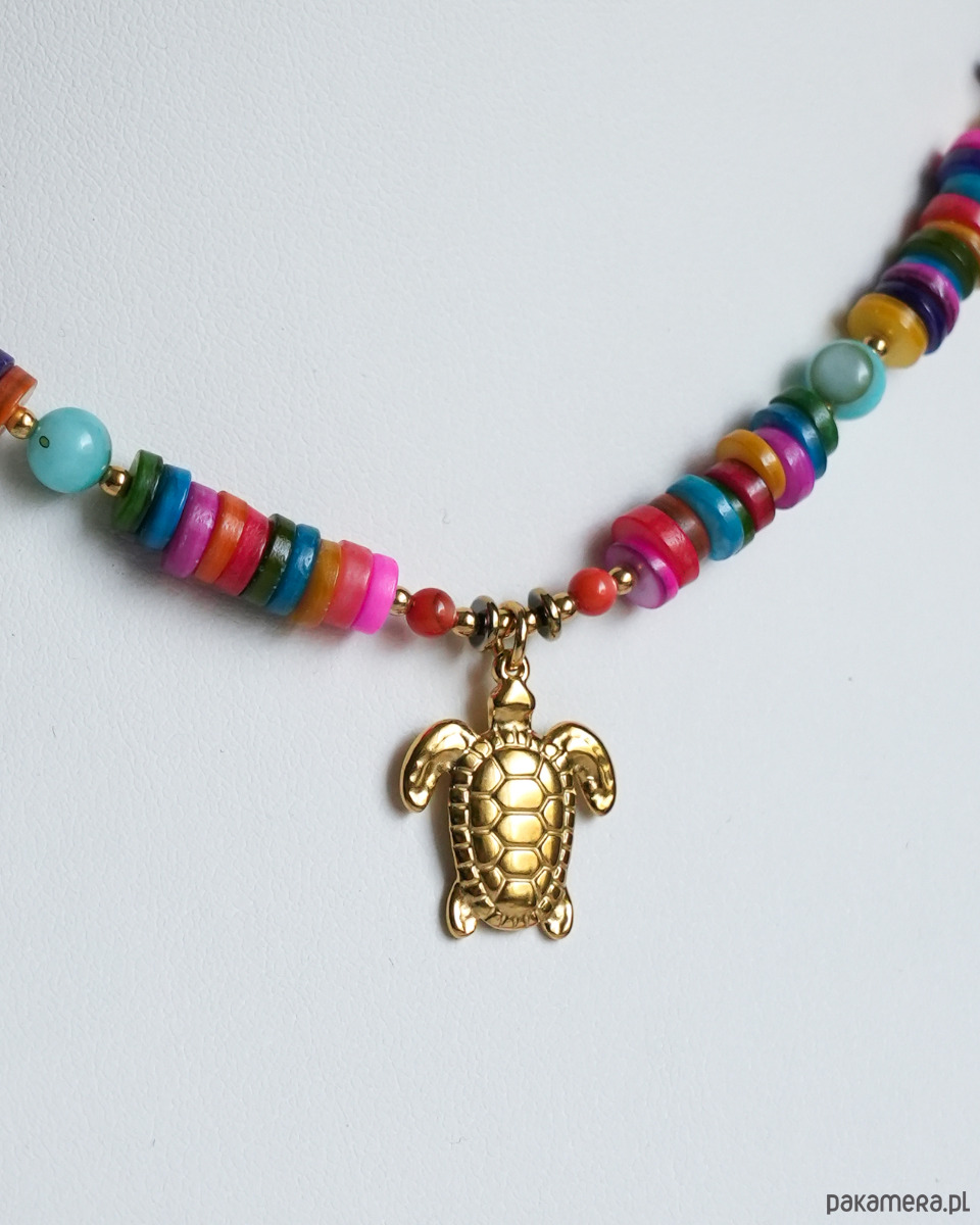 chokery Kolorowy naszyjnik na lato z żółwikiem 1