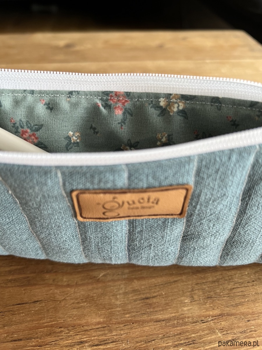 piórniki Piórnik lniany niebieski  / mini kosmetyczka 5