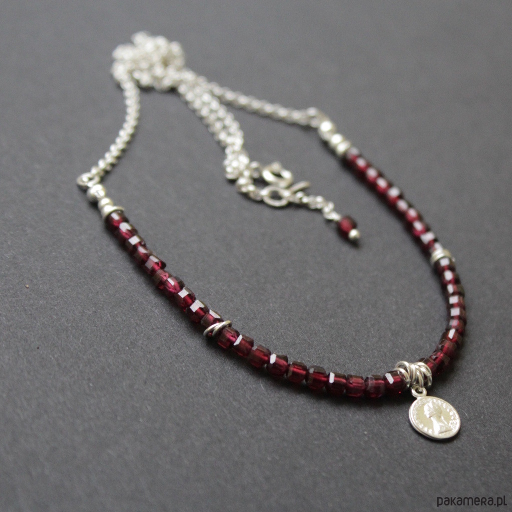 srebrne naszyjniki Naszyjnik Burgundowy 1