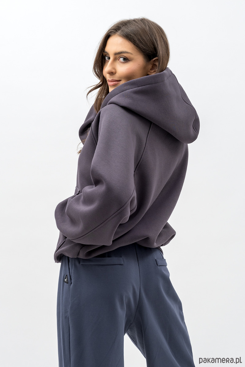 bluza z kapturem damska Bluza z kapturem na zamek ,,IKBAL" grafit 3