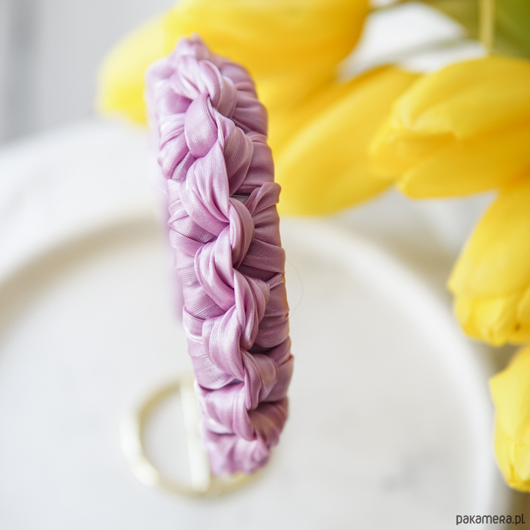 opaski do włosów Jedwabna opaska węzełki lila 1