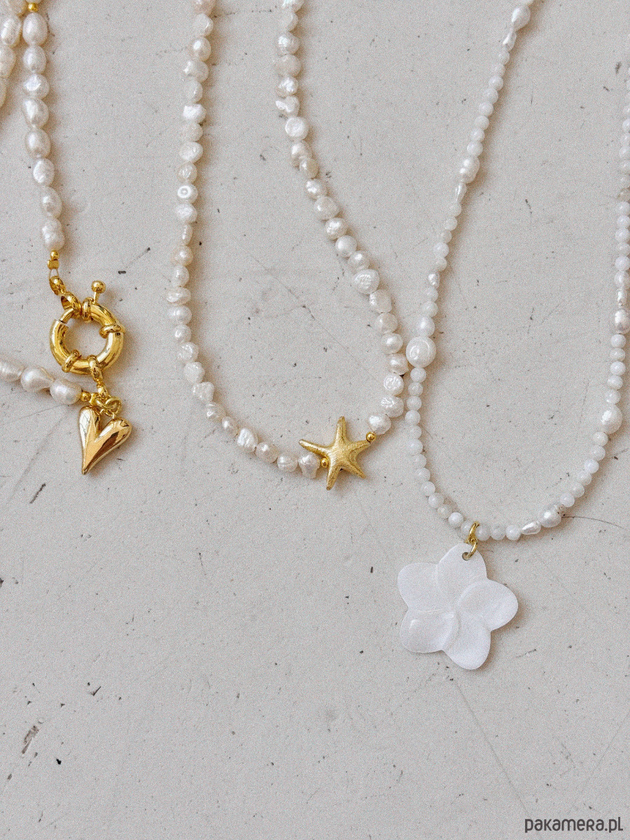 złote naszyjniki Naszyjnik z pereł naturalnych gwiazda 7