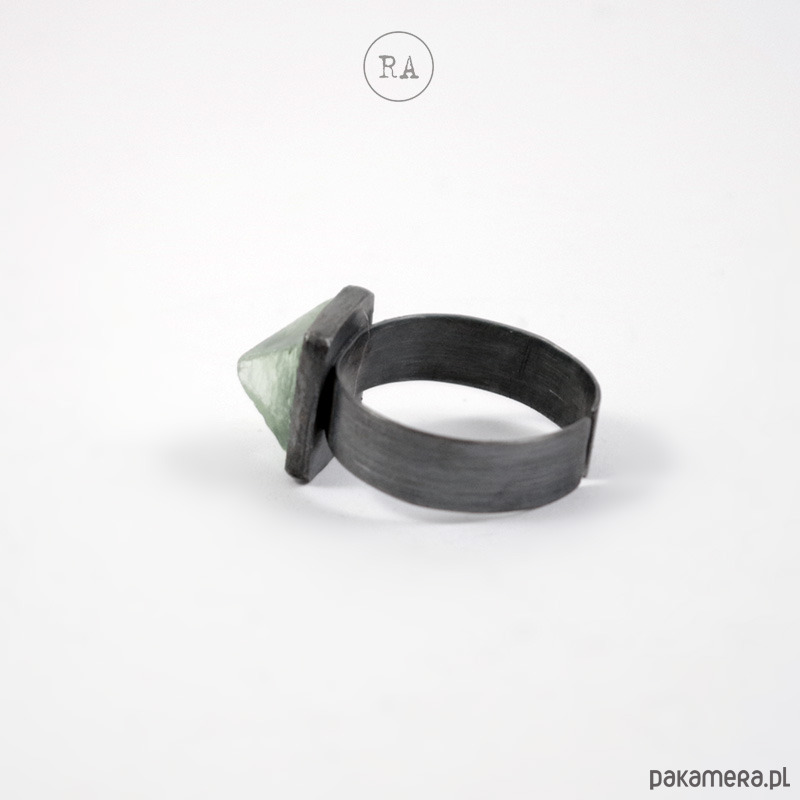 pierścionki srebrne Fluoryt: srebrny pierścień regulowany oksydowany 1