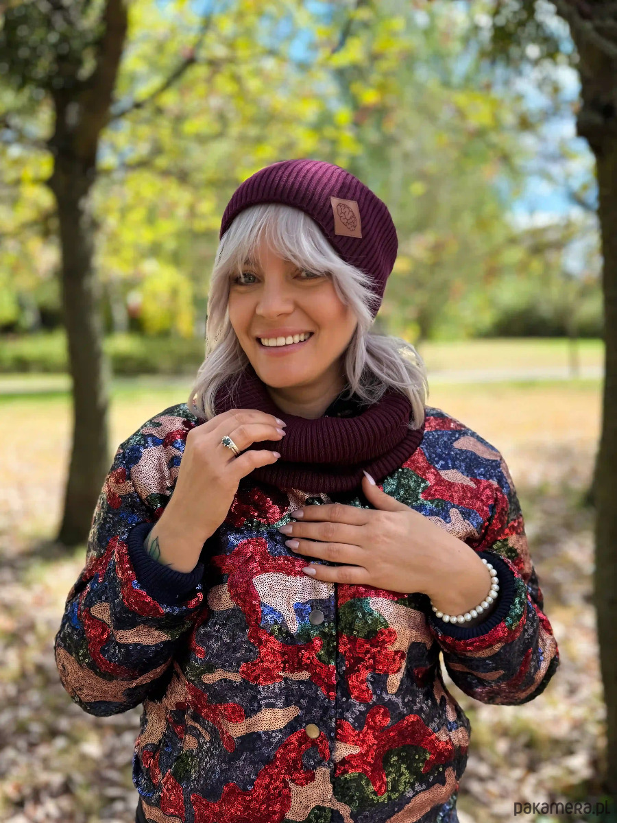 szale damskie Bawełniany mały komin Bordo 4