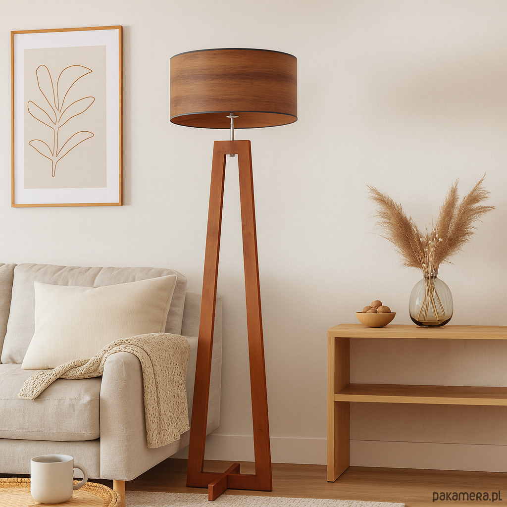 lampy podłogowe Lampa stojąca drewniana w stylu skandynawskim BALI ECO 2