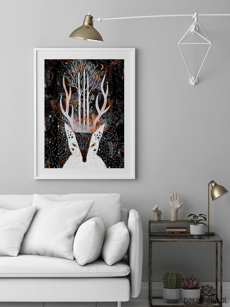 plakaty Plakat z magicznym niebem i wilkiem magia bajka 1