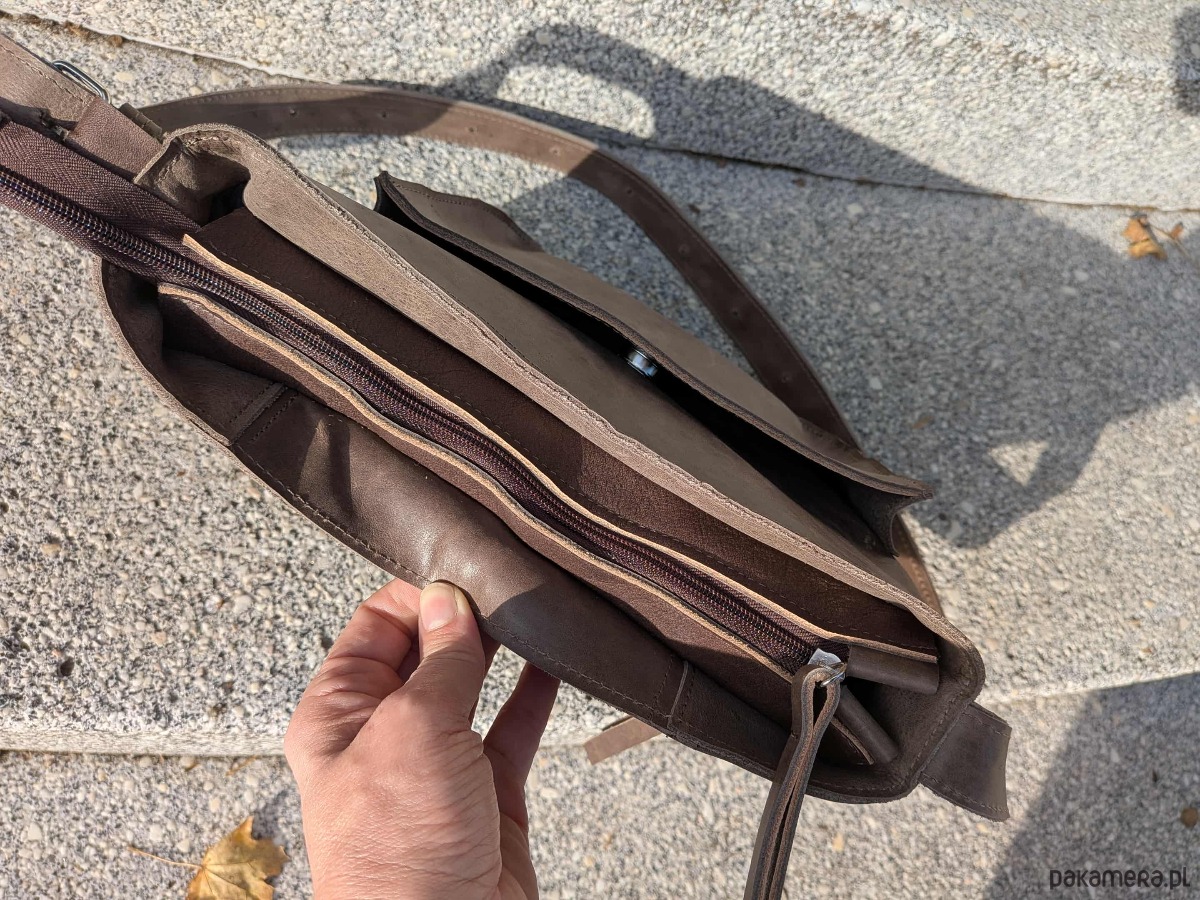 torby na ramię Brązowa kakaowa skórzana torebka listonoszka 4