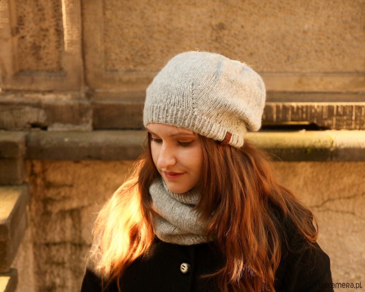 czapki damskie Jasnoszara czapka beretowa z wełny alpaki Parisian 5