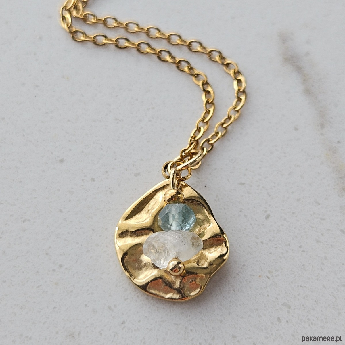 wisiory Naszyjnik z akwamarynem i kamieniem księżycowym 4