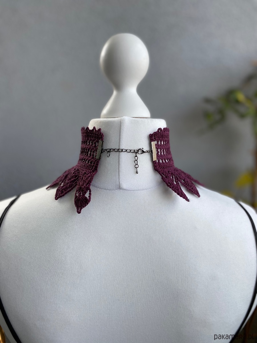 chokery Purpurowy koronkowy vintage naszyjnik 5