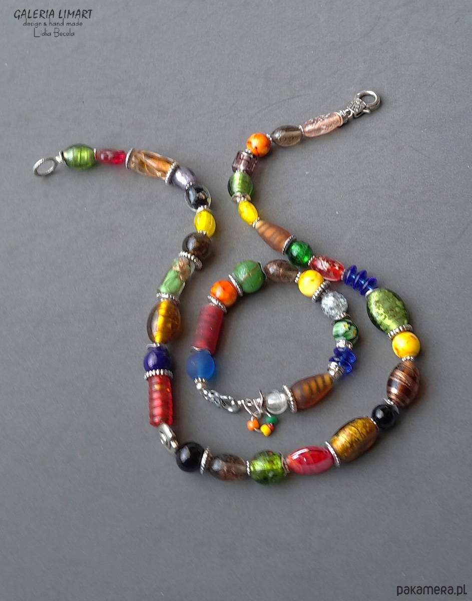 korale Vintage style elegancki naszyjnik ze szkła weneckiego multicolor Prezent lux 4