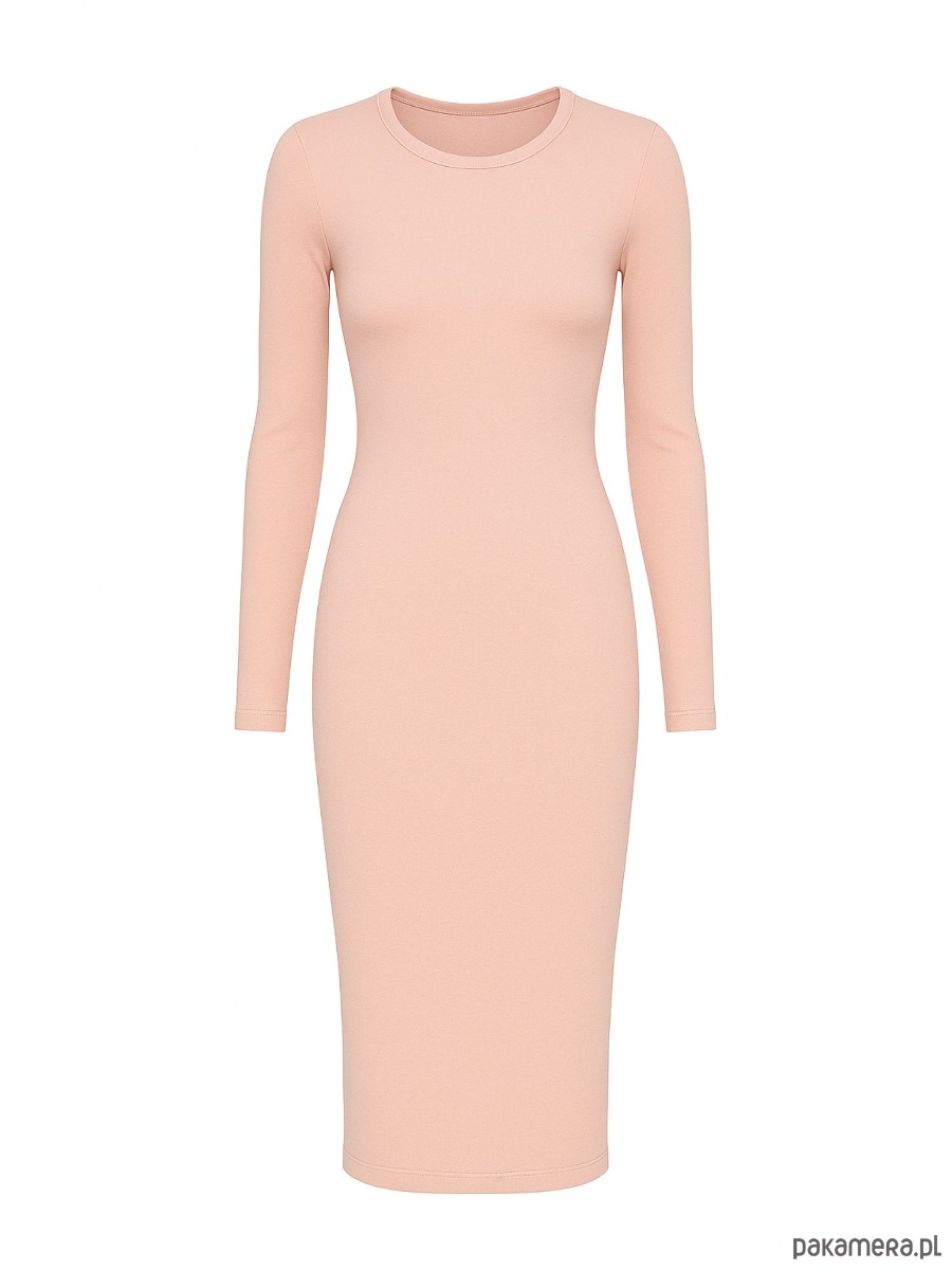 sukienki midi damskie Sukienka pudrowy róż YY100189_RAL3012 1