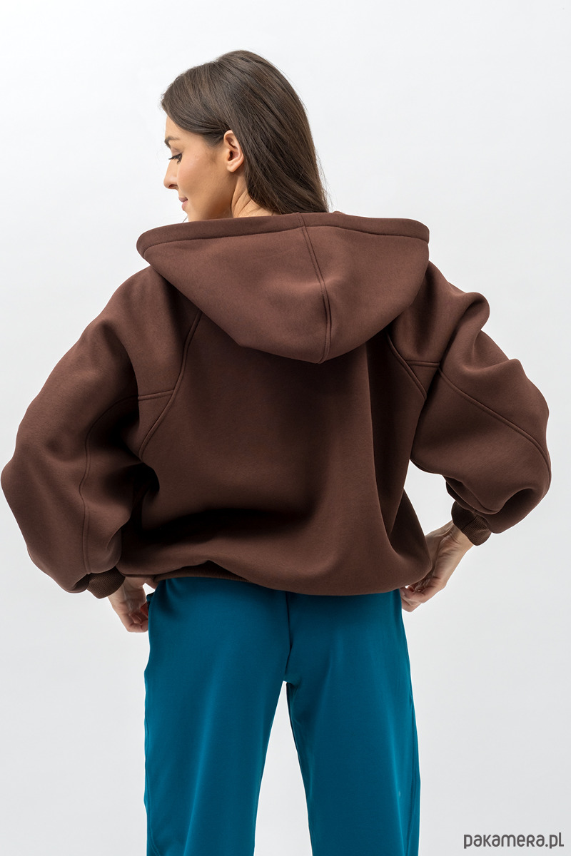 bluza z kapturem damska Bluza z kapturem na zamek ,,IKBAL" czekolada 2