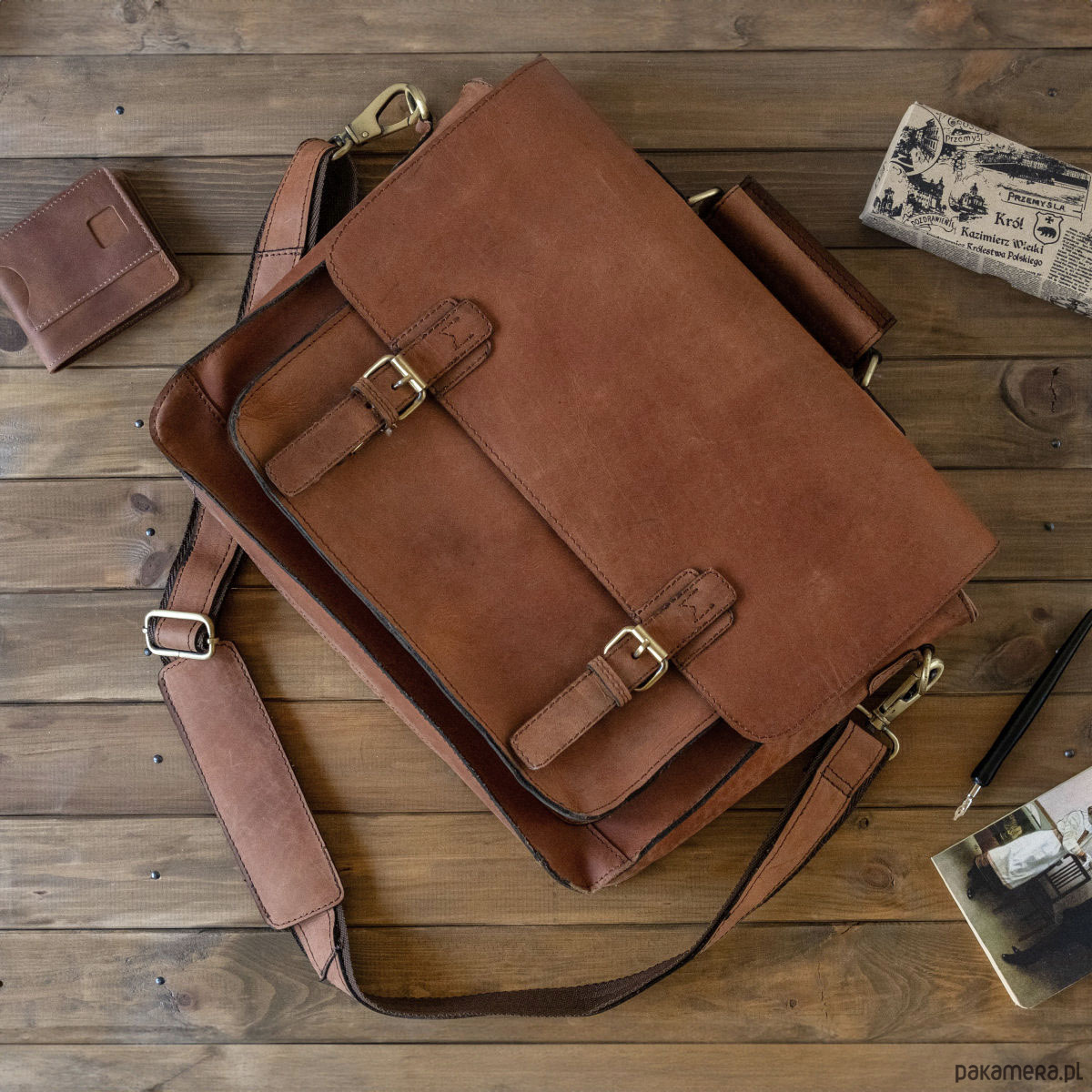 torby na ramię Torba Vintage Retro Skórzana Damska Męska Brązowa Skóra Belveder BL120 1