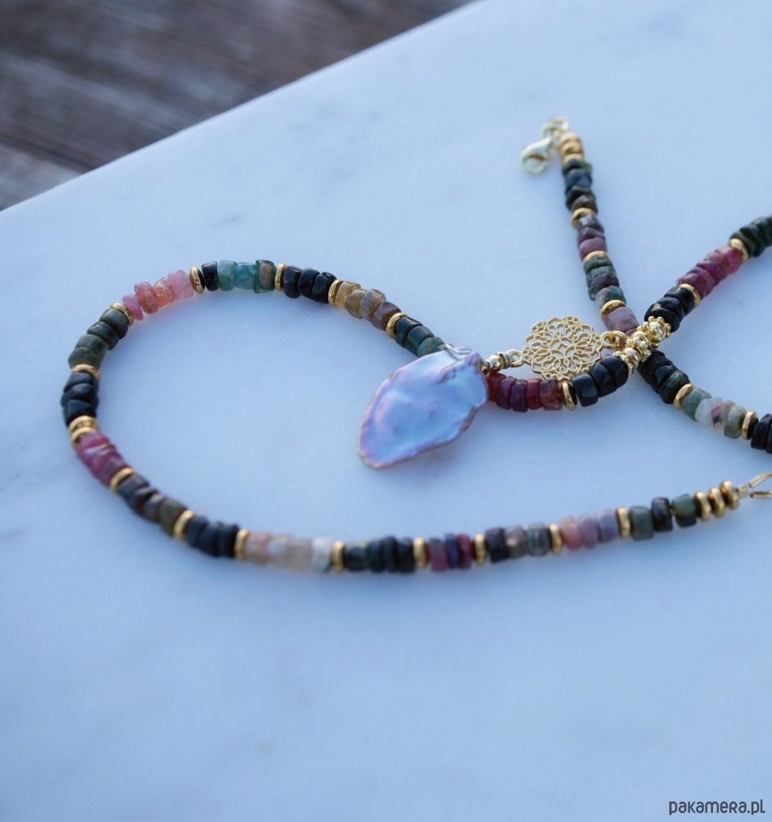 złote naszyjniki Naszyjnik z turmalinów 3