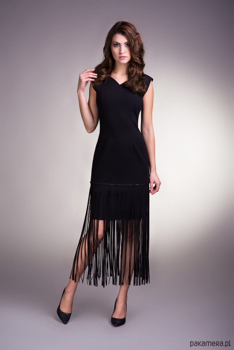 sukienki midi damskie Zjawiskowa suknia z frędzlami 1