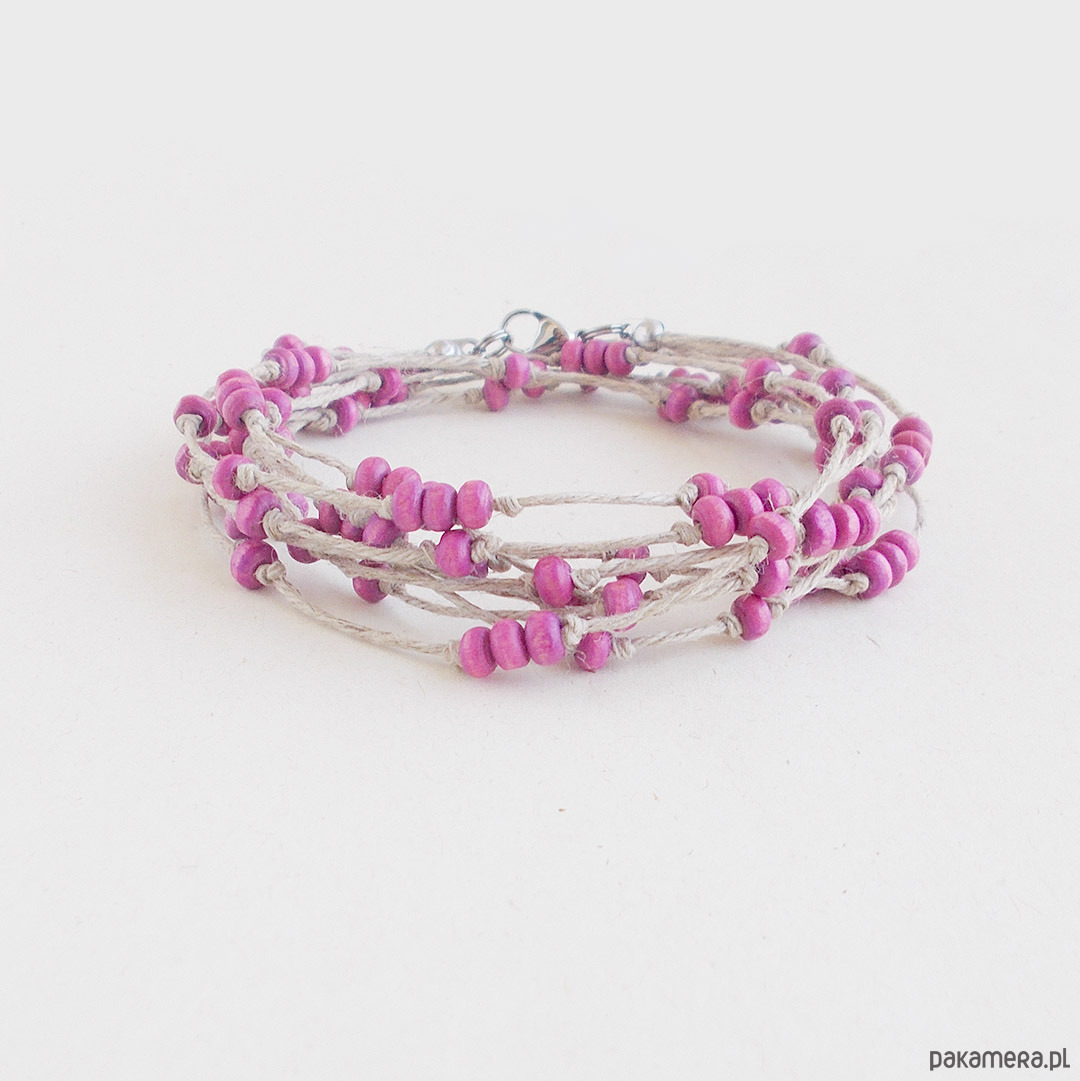 bransoletki drewniane Fiolet Orchidea Bransoletka lniana NATURE 1