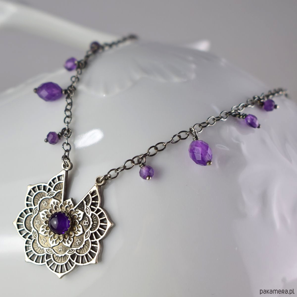 srebrne naszyjniki Ametyst orientalnie - srebrny naszyjnik 2