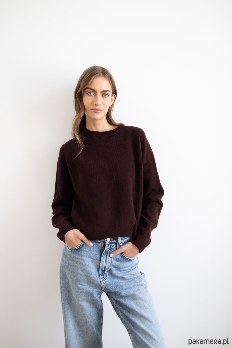 swetry damskie  Sweter Simple czekoladowy 1