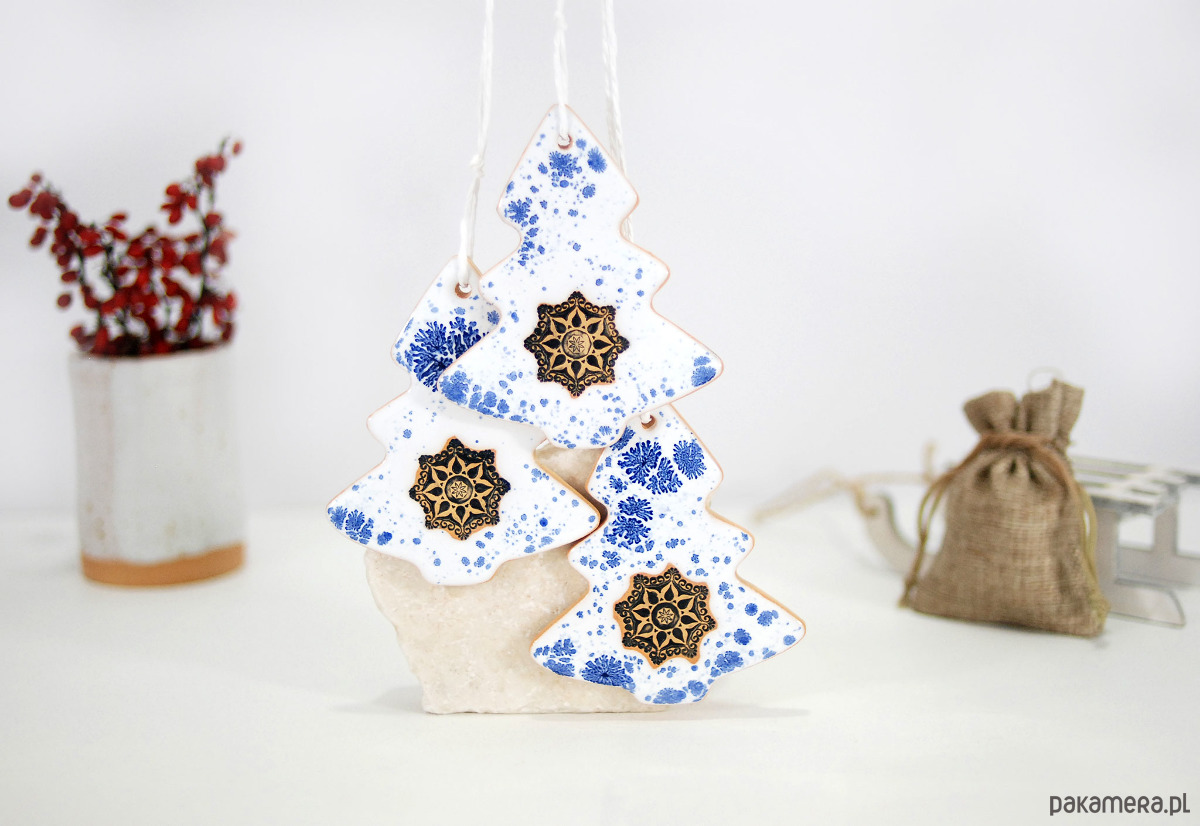 ozdoby choinkowe Ceramiczne ozdoby świąteczne choinki - zima 1