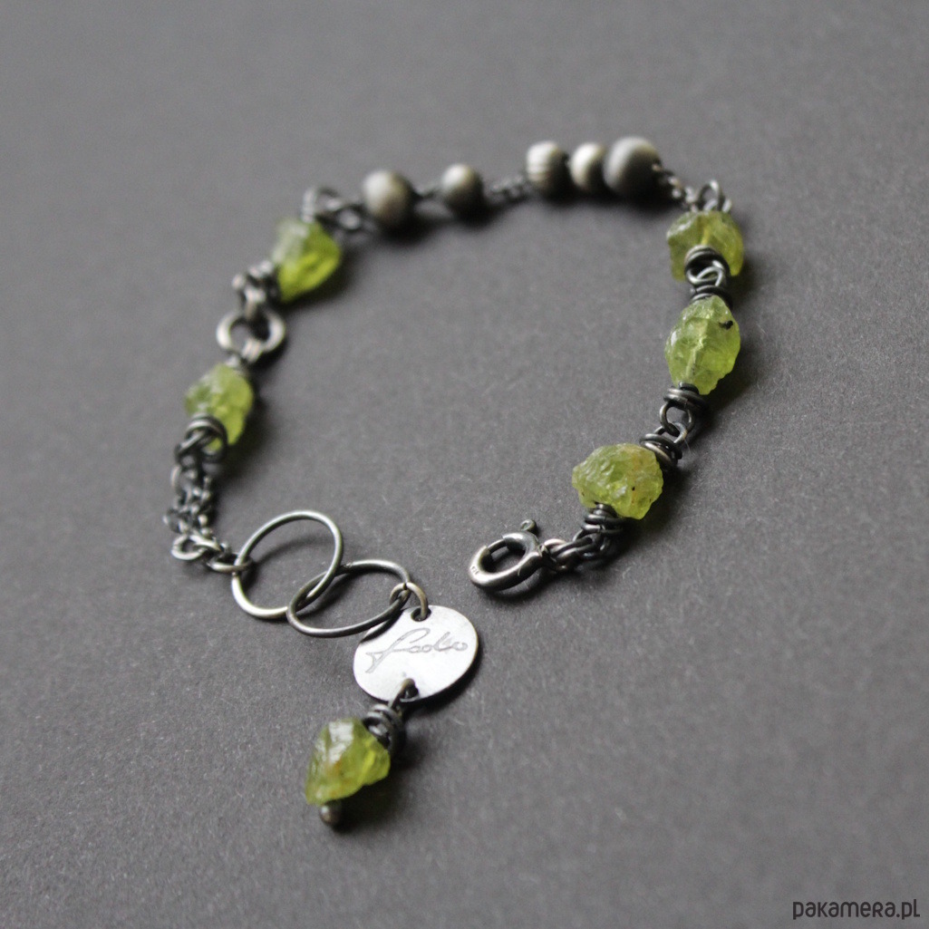 bransoletki z kamieni naturalnych Unikatowa bransoletka z oliwinami vol. I 2