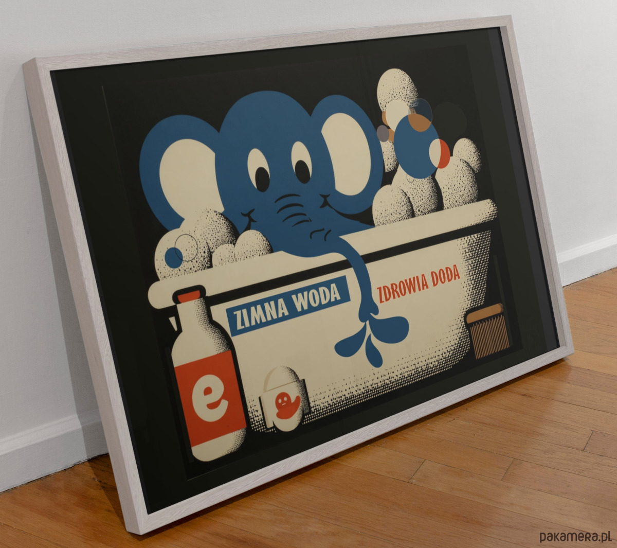 plakaty Plakat zimna woda zdrowia doda słoń w wannie 1