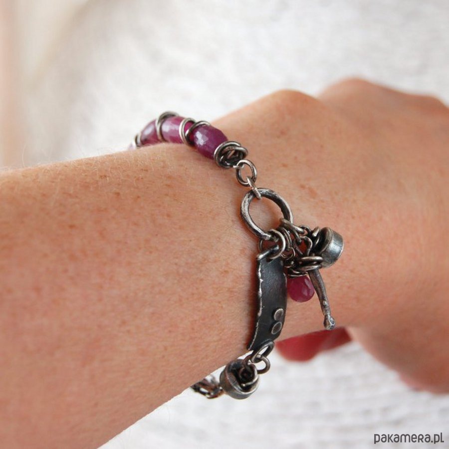 bransoletki srebrne Rubin i różowy szafir 1